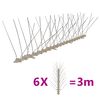 vidaXL Conjunto 6 picos para p&aacute;ssaros e pombos 4 filas 3 m pl&aacute;stico