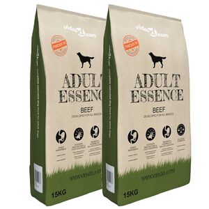 vidaXL Ra&ccedil;&atilde;o premium para c&atilde;es Adult Essence Beef (2 x 15 kg)