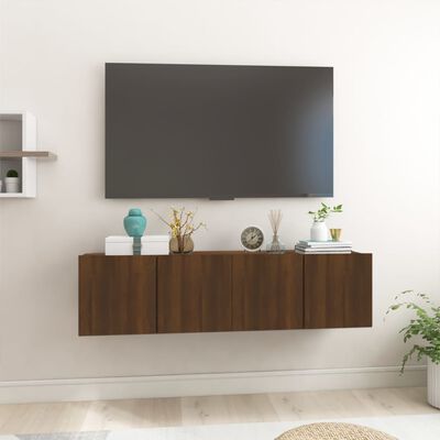 vidaXL Móveis de TV suspensos 2pcs madeira proce. 60x30x30 cm castanho