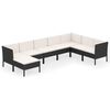 vidaXL 8 pcs conjunto lounge de jardim c/ almofad&otilde;es vime PE preto