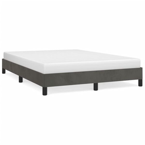 vidaXL Estrutura de cama sem colch&atilde;o 140x200 cm veludo cinzento-escuro