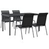 vidaXL 5 pcs conjunto de jantar para jardim a&ccedil;o e textilene preto