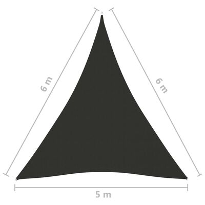 vidaXL Para-sol estilo vela tecido oxford triangular 5x6x6 m antracite