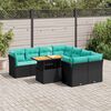 vidaXL 9 pcs conjunto de sof&aacute;s p/ jardim c/ almofad&otilde;es vime PE preto