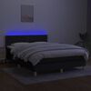 vidaXL Cama box spring c/ colch&atilde;o e LED 140x190 cm tecido preto