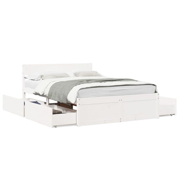 vidaXL Cama sem colchão 140x190 cm madeira de pinho maciça branco