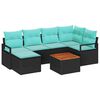 vidaXL Conjunto de Sof&aacute; de Jardim com almofada 7 pcs Preto vime PE