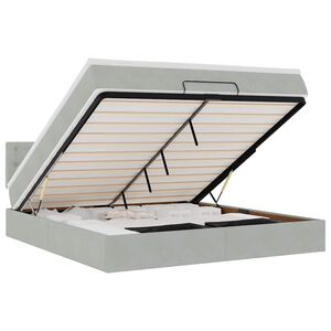 vidaXL Estrutura de cama otomana com colch&atilde;o 160x200 cm cinzento claro