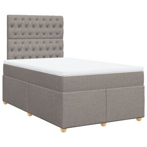 vidaXL Cama boxspring c/ colch&atilde;o 120x190cm tecido castanho-acinzentado