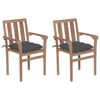 vidaXL Cadeiras de jardim c/ almofad&otilde;es antracite 2 pcs teca maci&ccedil;a