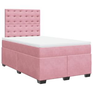 vidaXL Cama boxspring com colch&atilde;o 120x200 cm veludo rosa