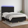 vidaXL Cama box spring c/ colch&atilde;o e LED 140x190 cm tecido preto