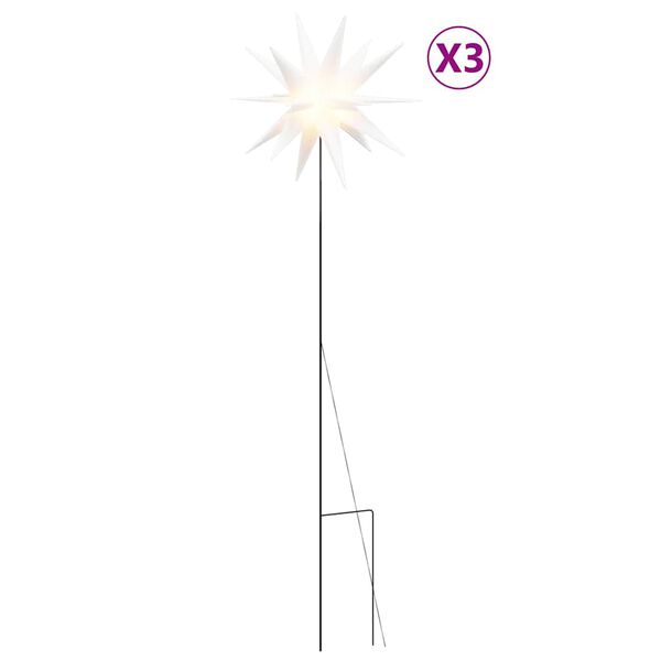 vidaXL Luzes de Natal com espig&otilde;es 3 pcs LEDs dobr&aacute;vel 57 cm branco