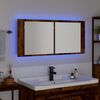 vidaXL Espelho de LED com prateleira Madeira antiga 100 x 12 x 45 cm