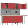vidaXL Conjunto de Arm&aacute;rios de Trabalho 12 unid. Vermelho e Cinza
