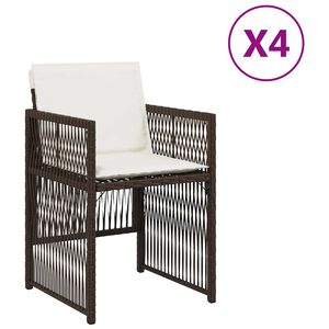vidaXL Cadeiras de jardim com almofad&otilde;es 4 pcs vime PE castanho