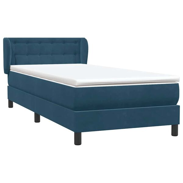 vidaXL Cama com molas/colch&atilde;o 80x220 cm veludo azul-escuro
