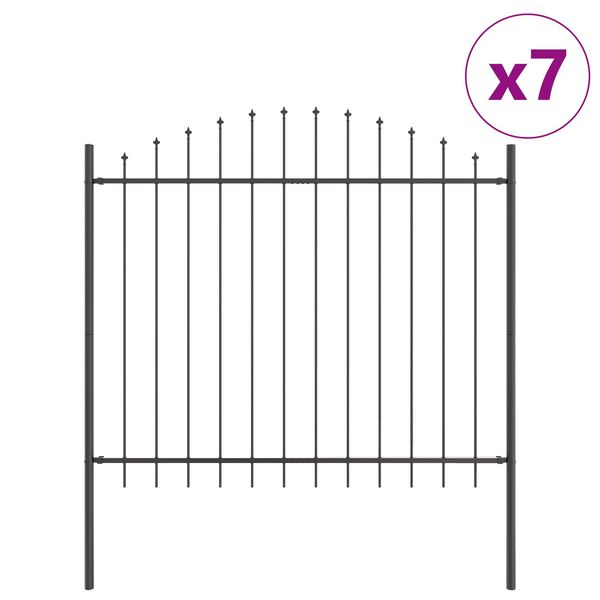 vidaXL Cerca para Jardim 7 pcs Cinzeto 170 x 190 cm A&ccedil;o revestido a p&oacute;