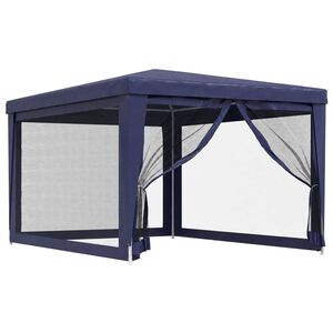 vidaXL Tenda para festas c/ 4 paredes laterais em rede 3x4 m PEAD azul