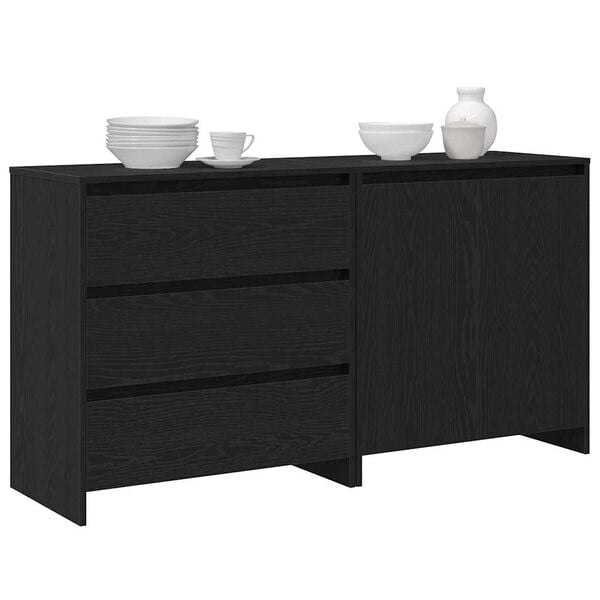 vidaXL Buffet 2 pcs Preto 70 x 41 x 75 cm Madeira processada