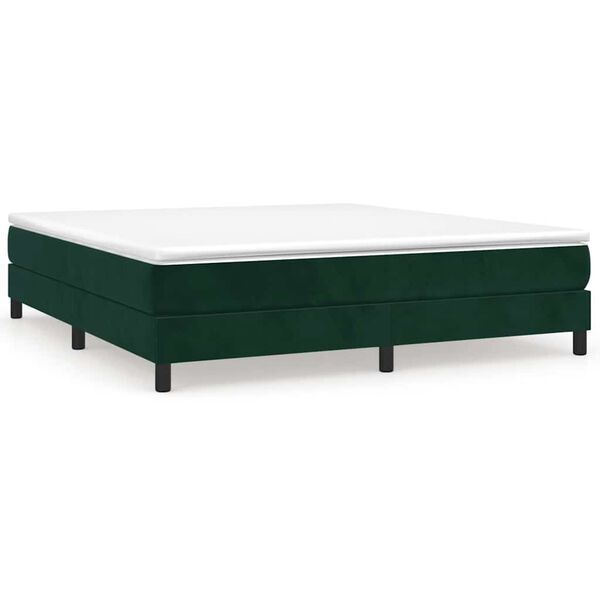 vidaXL Cama com molas/colch&atilde;o 160x200 cm veludo verde-escuro