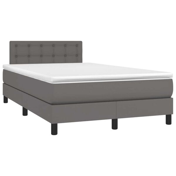 vidaXL Cama boxspring com colch&atilde;o 120x190 cm couro artificial cinzento
