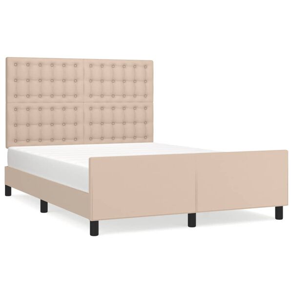 vidaXL Estrutura cama cabeceira 140x200 cm couro artificial cappuccino