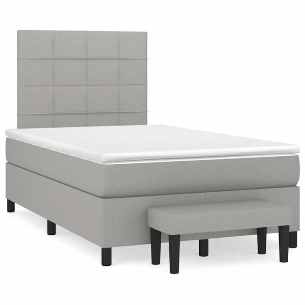 vidaXL Cama boxspring com colch&atilde;o 120x190 cm tecido cinzento-claro