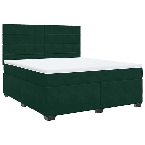 vidaXL Cama com molas/colch&atilde;o 180x200 cm veludo verde-escuro