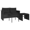 vidaXL 3 pcs conjunto sof&aacute;s de jardim com almofad&otilde;es vime PE preto