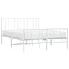vidaXL Estrutura de cama com cabeceira e p&eacute;s 140x190 cm metal branco