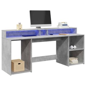 vidaXL Secret&aacute;ria luzes LED 200x55x91 cm deriv. madeira cinza cimento