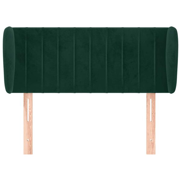 vidaXL Cabeceira de cama c/ abas veludo 103x23x78/88cm verde-escuro