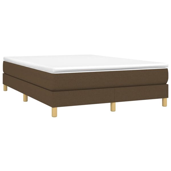 vidaXL Cama com molas/colch&atilde;o 140x190 cm tecido castanho-escuro