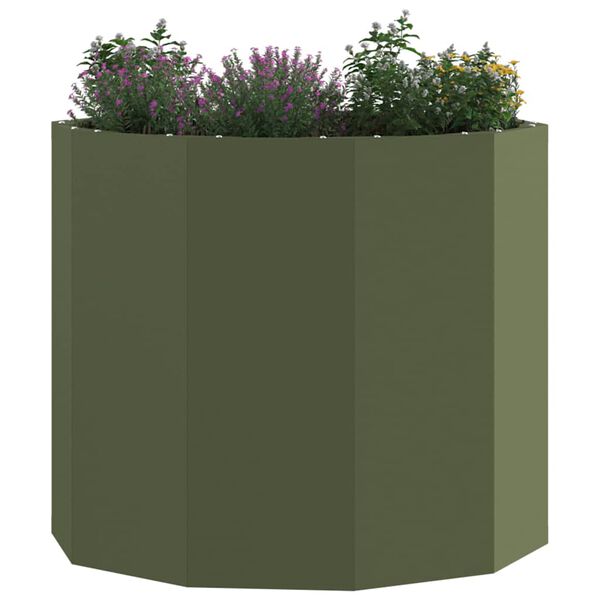 vidaXL Floreira Verde Oliva 60 x 60 x 50 cm A&ccedil;o