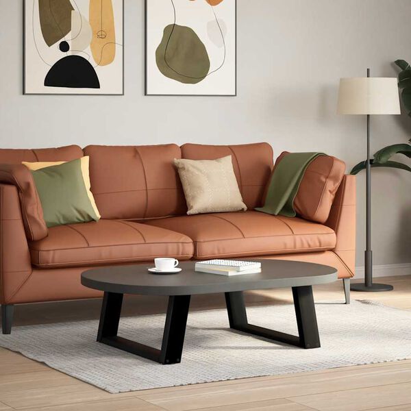 vidaXL Pés para mesa de centro em formato de U, 2 peças, preto, 60x(30-31) cm, aço