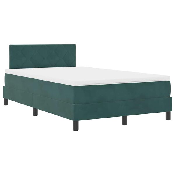 vidaXL Cama Box Spring LED com led Verde Escuro 120 x 200 cm Veludo
