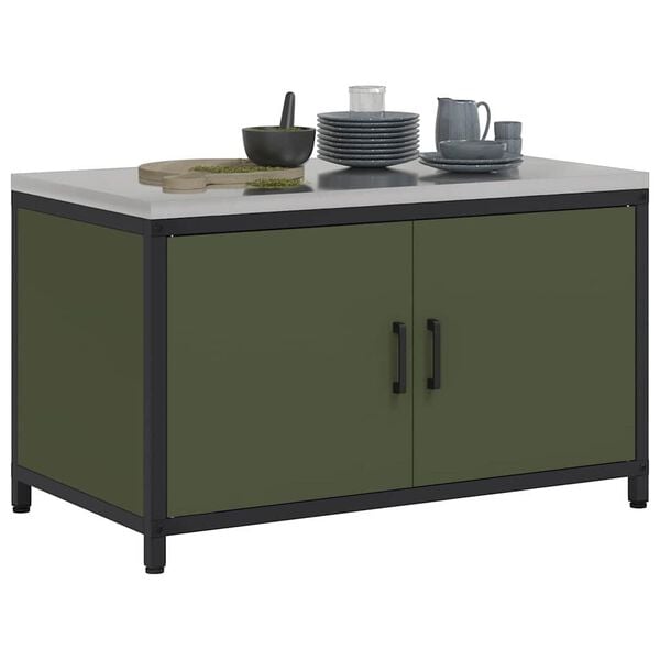 vidaXL Armazenamento de Cozinha Verde Oliva 60 x 50 x 92 cm A&ccedil;o