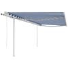 vidaXL Toldo retr&aacute;til autom&aacute;tico com postes 4,5x3 m azul e branco