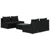 vidaXL 5 pcs conjunto lounge de jardim c/ almofad&otilde;es vime PE preto