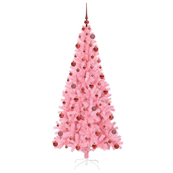 vidaXL &Aacute;rvore de Natal com 300 LEDs com suporte Rosa 180 cm PVC