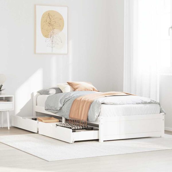 vidaXL Cama sem colch&atilde;o 90x190 cm madeira de pinho maci&ccedil;a branco