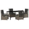 vidaXL Conjunto de Jantar para Jardim 5 pcs Cinzeto vime PE