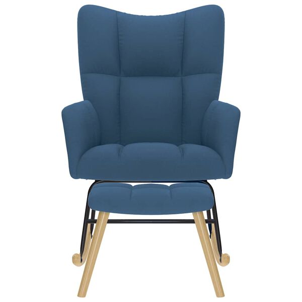 vidaXL Cadeira de baloiço com apoio de pés tecido azul