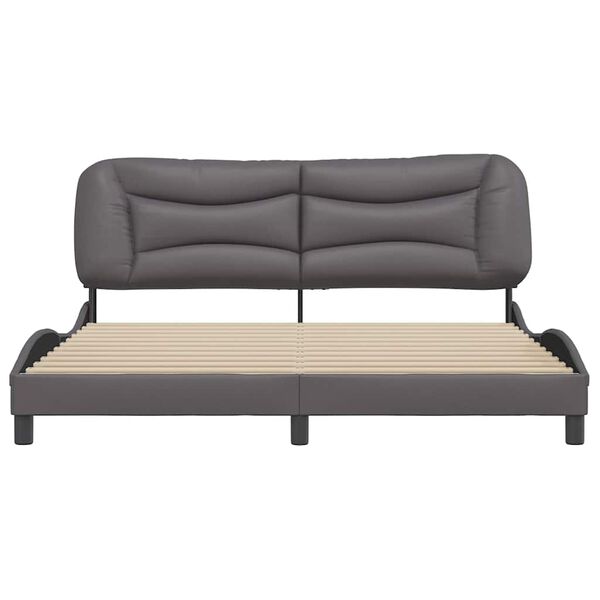 vidaXL Estrutura de cama sem colch&atilde;o Hvar 180x200cm couro artificial cinzento