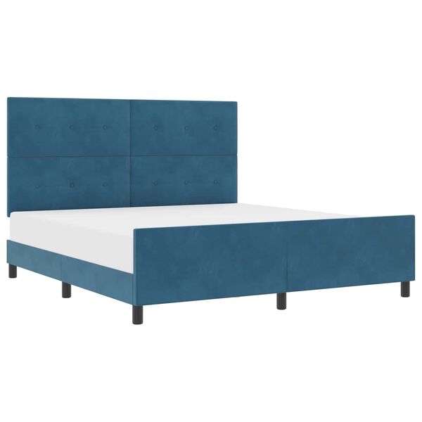 vidaXL Cama Box com cabeceira Azul Escuro 180 x 200 cm Veludo