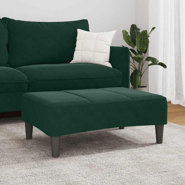 vidaXL Apoio de p&eacute;s 77x55x31 cm veludo verde-escuro