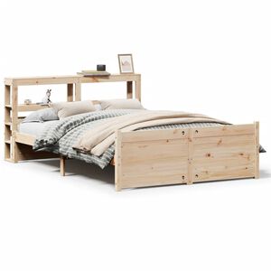 vidaXL Estrutura cama c/ cabeceira 140x190 cm pinho maci&ccedil;o