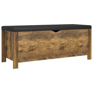 vidaXL Caixa arruma&ccedil;&atilde;o c/ almofad&atilde;o deriv. madeira 105x40x45cm