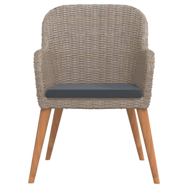 vidaXL 5 pcs conjunto de jantar p/ jardim c/ almofadões castanho